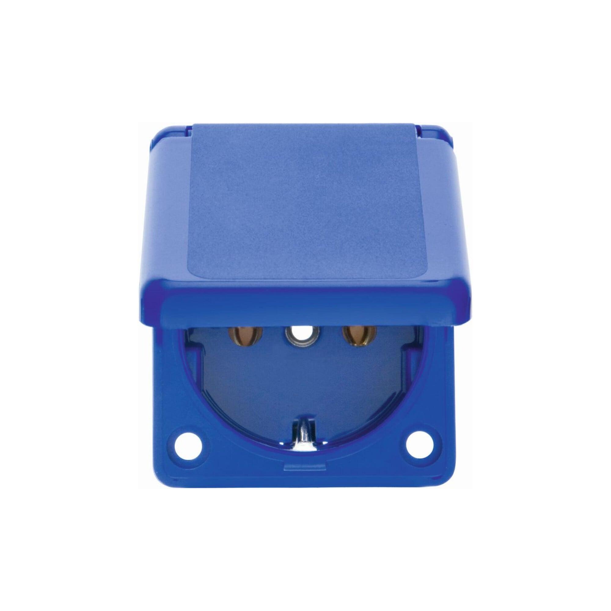 berker SCHUKO-Einbausteckdose blau mit Klappdeckel 7429635)