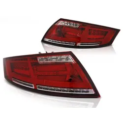Voll LED Lightbar Rückleuchten passend für Audi TT 06-14 Rot/Chrom dynamischer Blinker