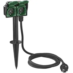 ProPlus 373620DE Gartensteckdose Schuko 2 fach mit Erdspieß Garten Doppelsteckdose