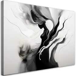 LEINWANDBILD Abstraktes Schwarz-Weiß-Aquarell der Frau 60x40cm
