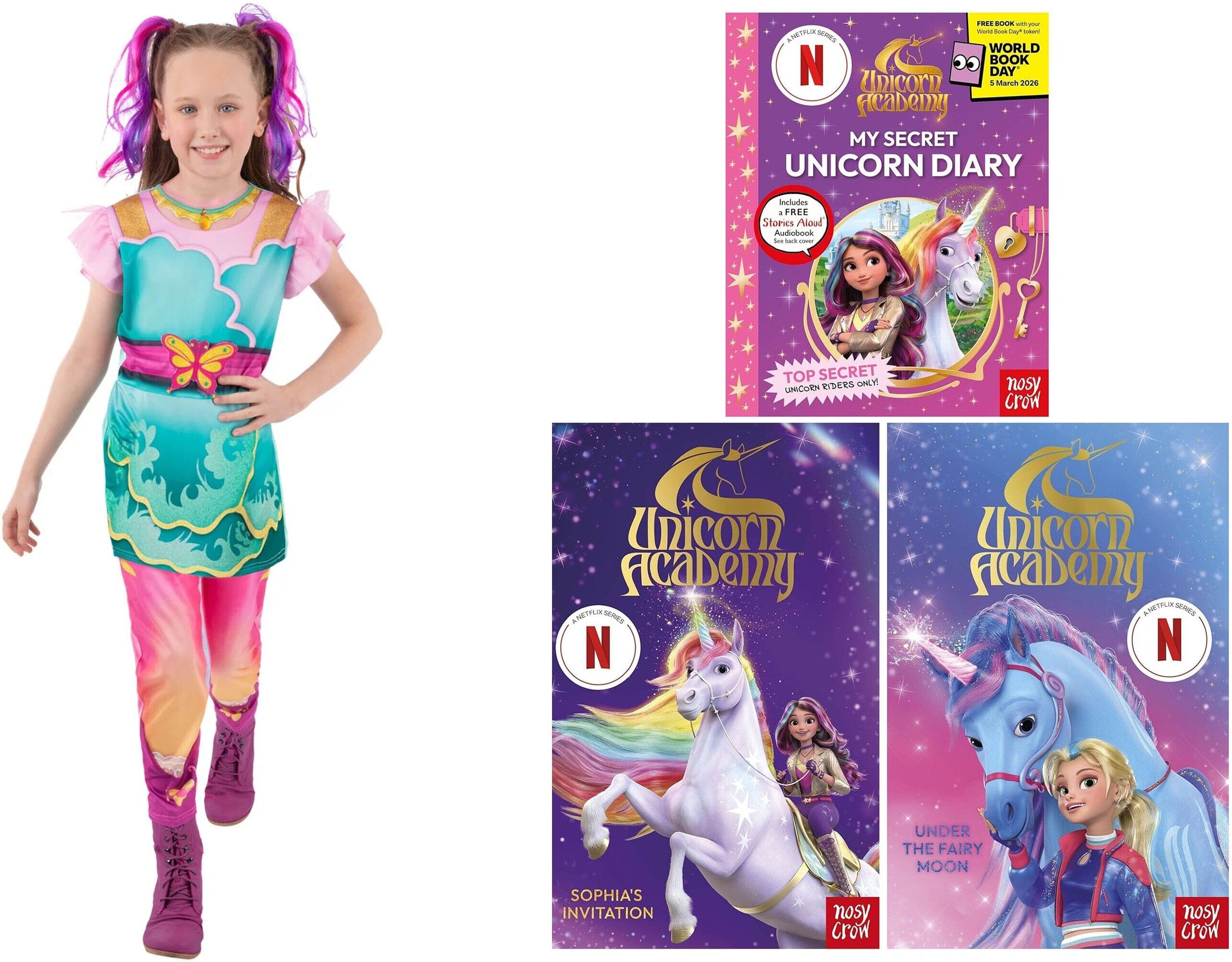 Unicorn Academy Series & My Secret Unicorn Diary: A World Book Day 2026 by Nosy Crow 3 Books Collection Set With Unicorn Academy Ava Costume Nosy Crow Ltd