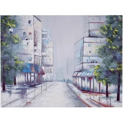 Ölgemälde Ortschaft, 100% handgemaltes Wandbild Gemälde XL, 120x90cm