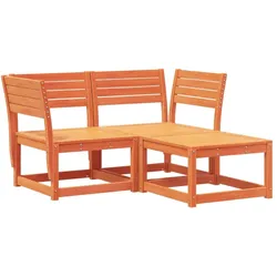 vidaXL 3-tlg. Garten-Sofagarnitur Wachsbraun Massivholz Kiefer