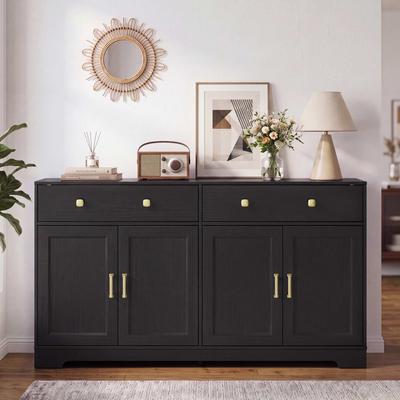 Garvee "63"" Modern Sideboard Buffet Cabinet with Adjustable Shelves & Drawers"