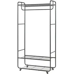 Helloshop26 - Kleiderständer Garderobe Kleiderständer offener Kleiderschrank Ankleidezimmer Stahl 176 x 90 x 40 cm schwarz