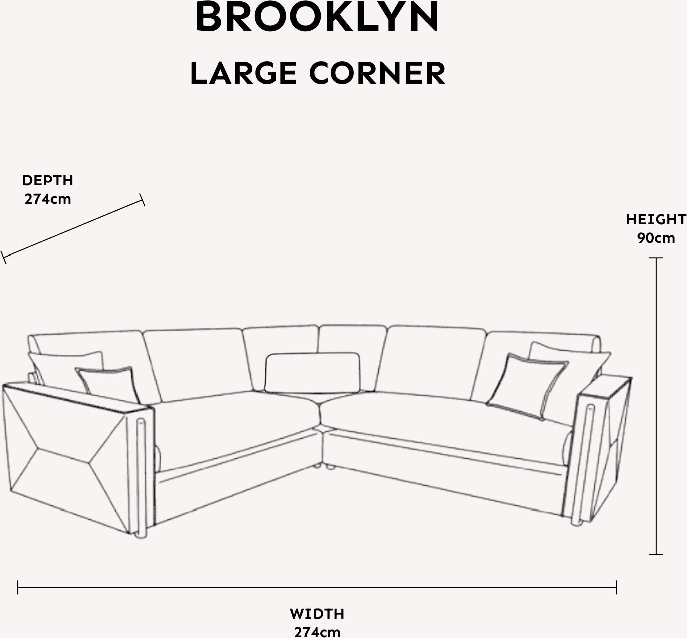 Brooklyn Ivory Textured Chenille Sofa Range with Walnut Leg Detail, Large Corner Sofa