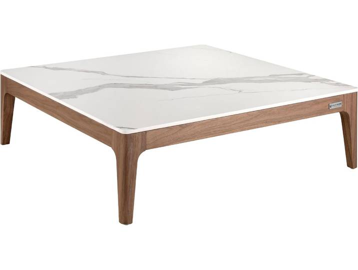 Angel Cerdá Quadratischer Couchtisch aus Porzellanmarmor und Nussbaumholz 2042