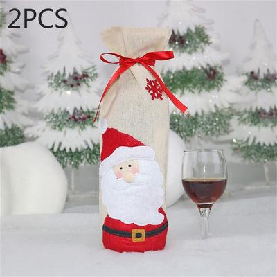 Snug & Styled Snowman Christmas Wine Bottle Cover Bag Reusable Holiday Wine Gift Decoration a