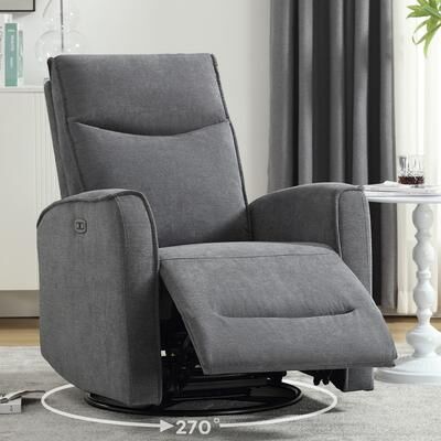 EBELLO Electric Swivel Glider Recliner Chair 270° Swivel Rocker Recliner with USB Port