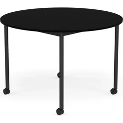 Base Tisch mit Rollen 110 cm rund schwarz laminiertes ABS schwarze Beine