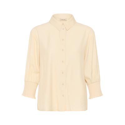 Hemdbluse CREAM "Damen Kurzarmhemd NolaCR", Damen, Gr. 36, beige (bleached sand), Blusen Hemdbluse