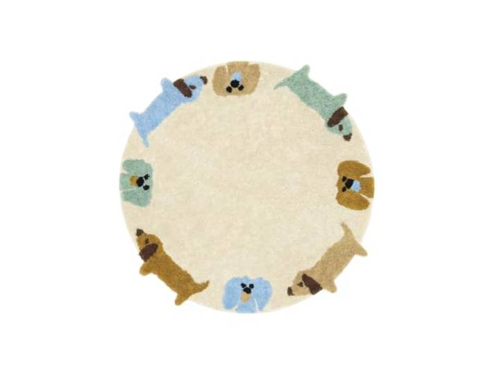 RugVista Pupcircle Kinderteppich, Ø 150 cm, Pastel Multicolor Moderne, Rund, Niedriger Stapel, Maschinenwäsche, Oeko-Tex 100, Ohne gefährliche Chemikalien, Kinderzimmer