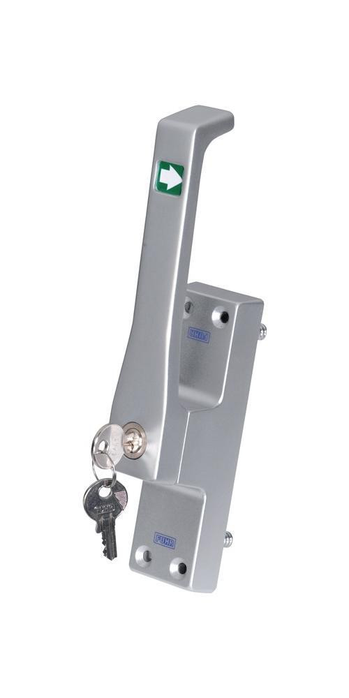 Fuhr Trtreibriegel 970Z links, zilverkleurig geanodiseerd, met lichtmetalen ronde stang, 10 mm