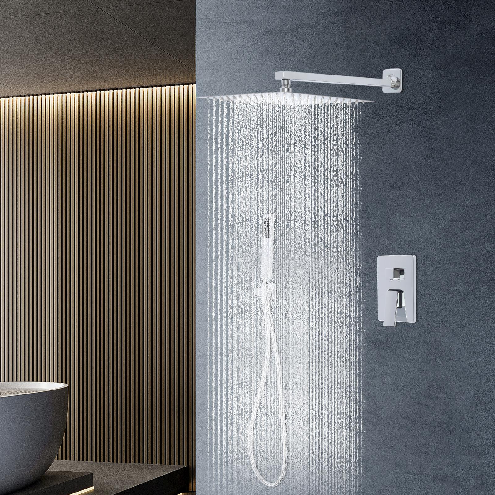 Easybuy Inbouw doucheset met 30 cm regendouche, handdouche en chromen afwerking (zilver)