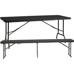 Wellhome - Multifunktionaler Klapptisch 180x74x74 cm und Klappbank 183x30x43 cm
