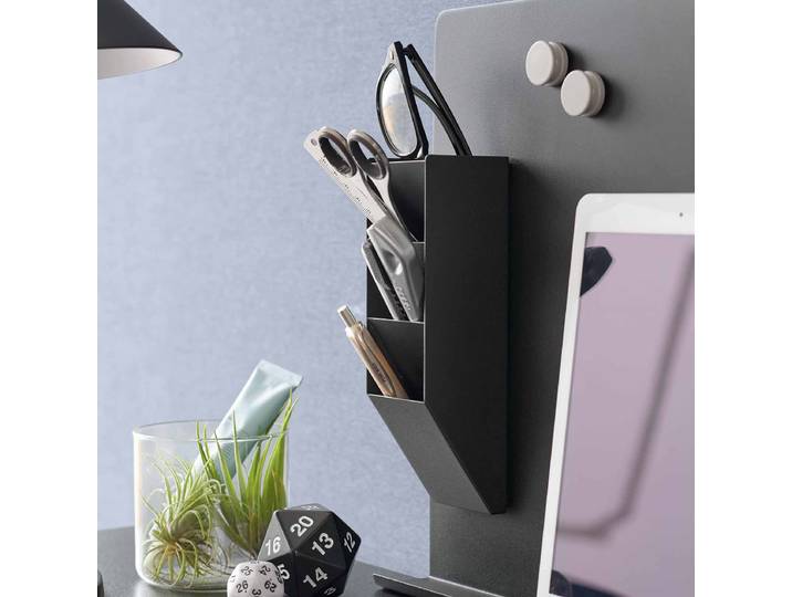 Magnet-Stifthalter Tower 6 x 21 x 6cm Schwarz/Schwarz