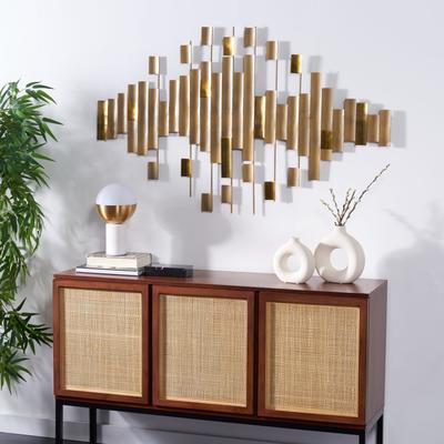 "SAFAVIEH Rena 52.5-Inch Metal Wall Decor, Antique Brass-Tone - 32"" W x 1"" D x 52.5"" H"