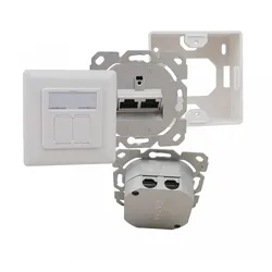 Helos Anschlussdose, Cat 6A (EIA/TIA), AP/UP, 2 Port, vertikal, reinweiß