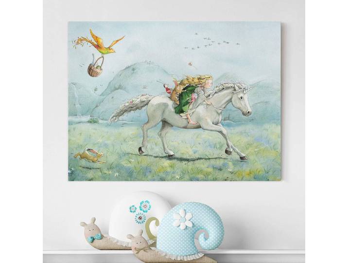 Tableau déco Lilia sur la licorne 40 x 30cm Multicolore