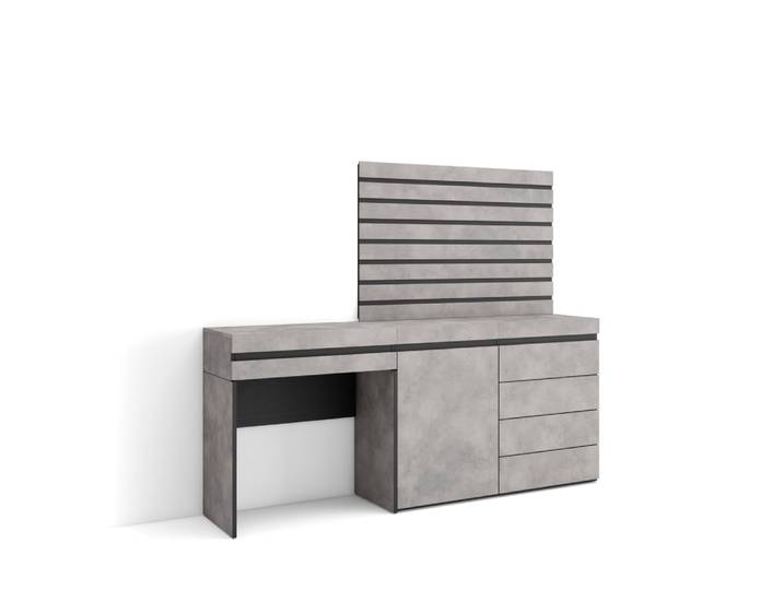 Coiffeuse effet bois ciment 177x35x145cm