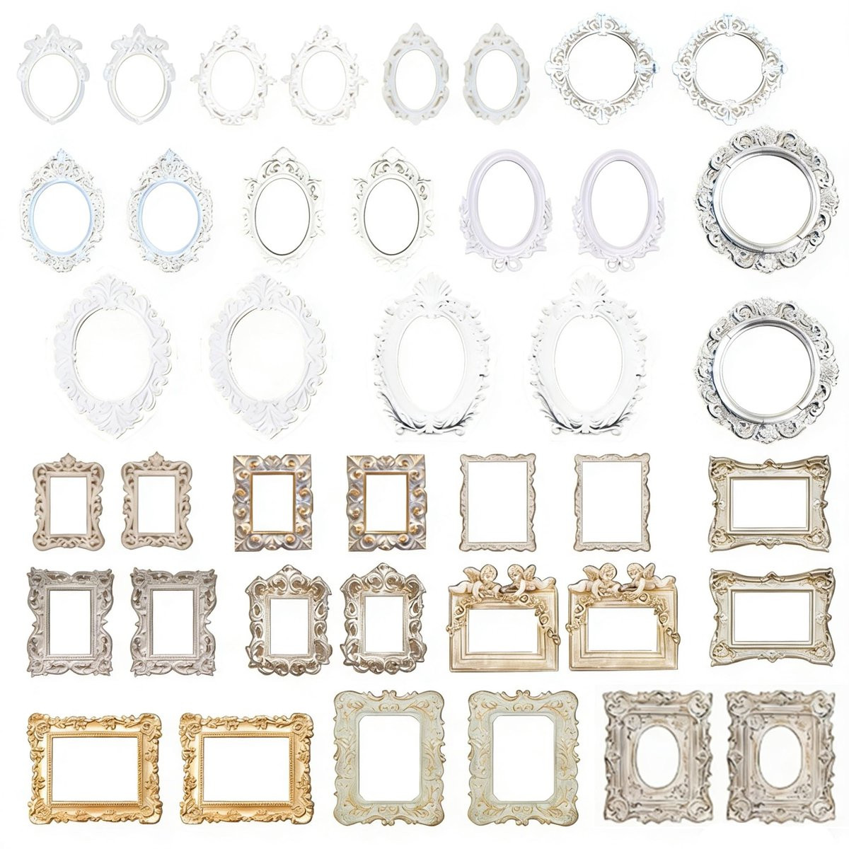 Dailygoods Set van 40 Vintage Kanten Fotolijstjes - Bruin/Wit - Scrapbook Accessoires voor Creatief Knutselen