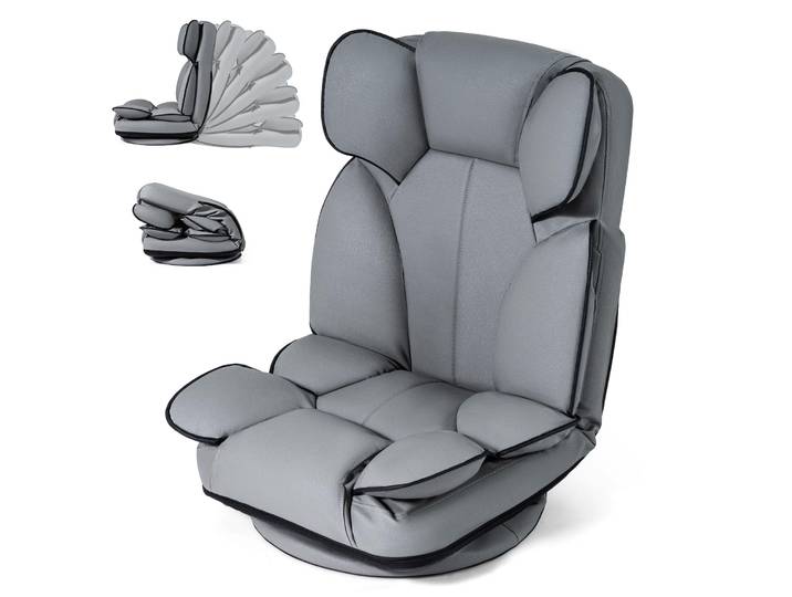 Costway Fauteuil De Sol Pliable Pivotant (gris)