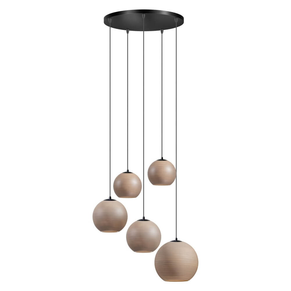 ETH Orb Saturn 5-lichts hanglamp rond met uniek effect in zwart en beige