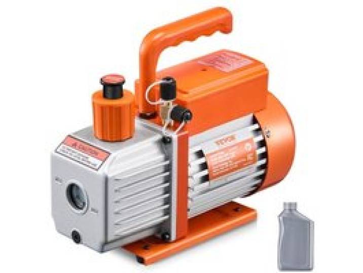 VEVOR Pompe à Vide Climatisation, 141 L/min, Pompe à Vide Frigoriste CVC Palettes Rotatives 1 Étage, avec Bouteille d'Huile, Dégazage Résine, Entretien Climatiseur Automobile, pour R134a, R22, R410a