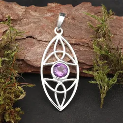 Drachensilber Amethyst Edelstein keltischer 925 Silberschmuck Anhänger - Silber;Lila