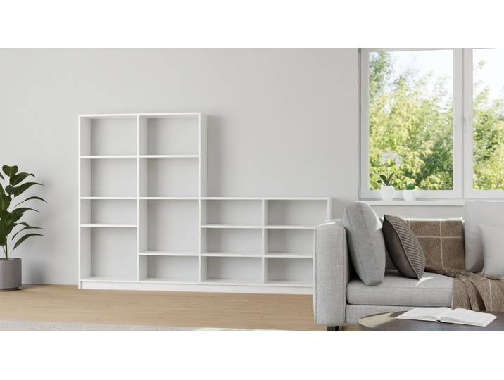Stufenregal mit Ablage MDF Beschichtet MDF Weiß matt