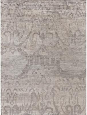 Exquisite Rugs Antique'd Silk hand-knotted Bamboo Silk Silver Area Rug