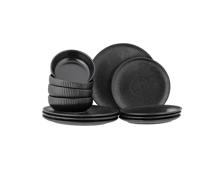 Bloomingville Service de vaisselle Neri 12 pièces Noir