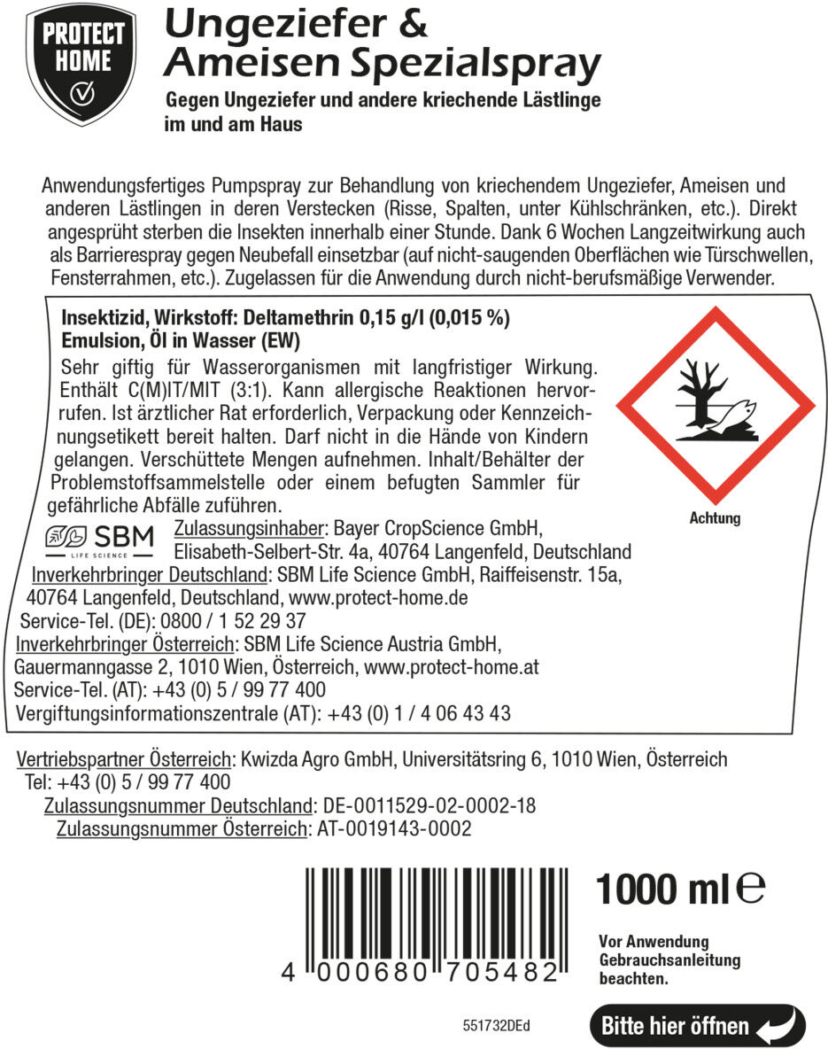 Protect Home FormineX Ungezieferspray & Ameisenspray 1 l