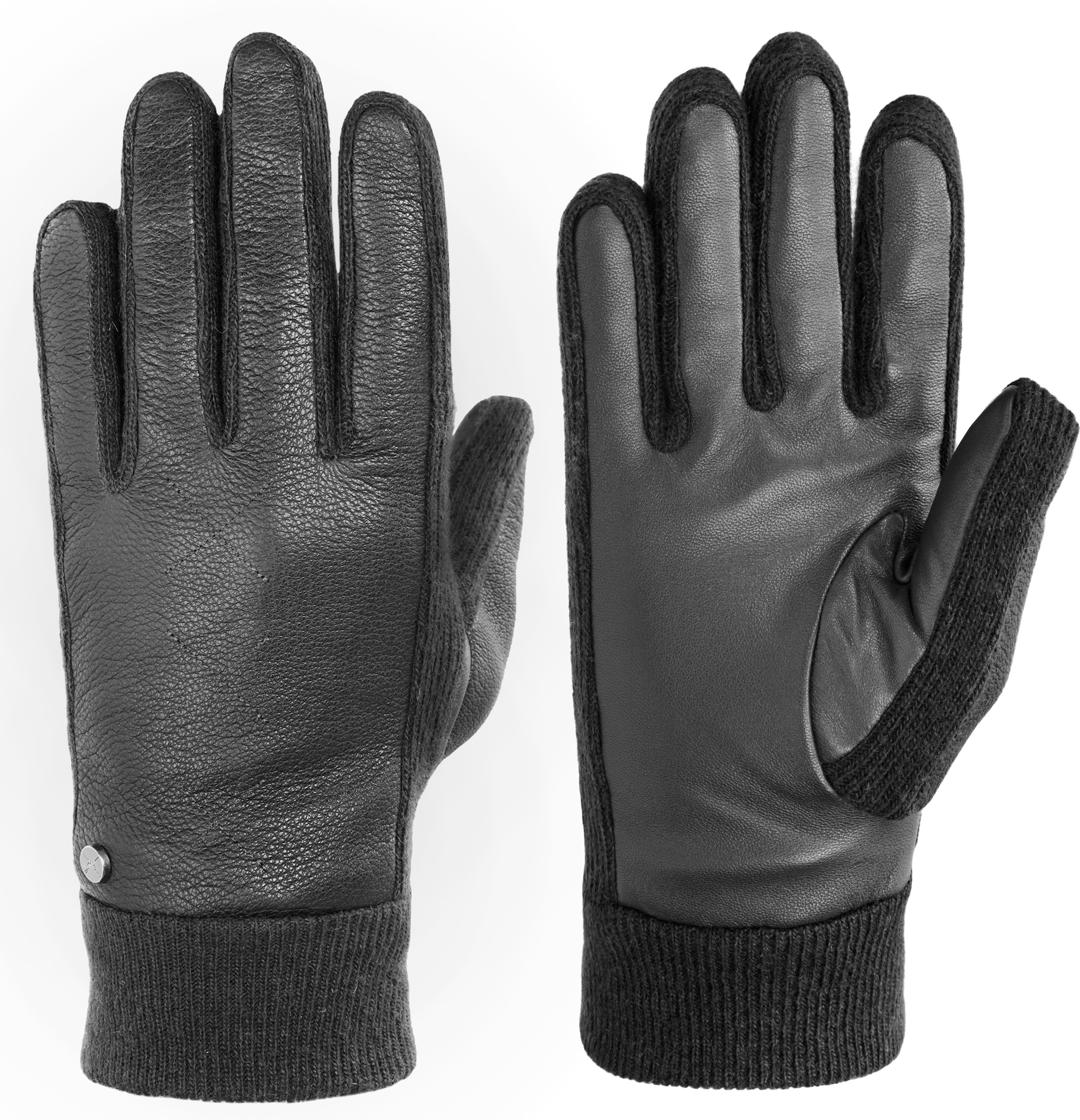 Strickhandschuhe PEARLWOOD "NICK", Herren, Gr. 8,5, schwarz (schwarz all), Materialmix, Handschuhe Strickhandschuhe, weiches Fleecefutter, Elastischer Strickbund schwarz all 8,5