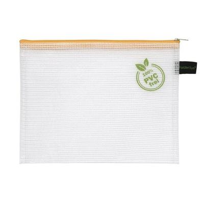 FolderSys Kleinkrambeutel A5 transparent, gelber Textil-Reißverschluss, PVC-frei, 200 x 254 mm (HxB)