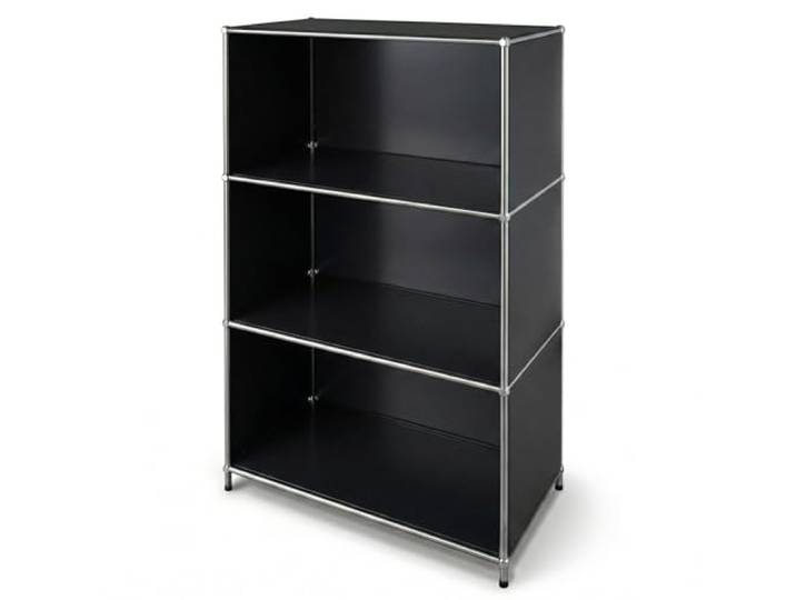 Floordirekt Regal Schwarz 75x40x120cm - 4 Ablagen - Metallregal mit Seitenwänden - Modernes Aufbewahrungsregal - Würfelregal - Concept Epure MK-101