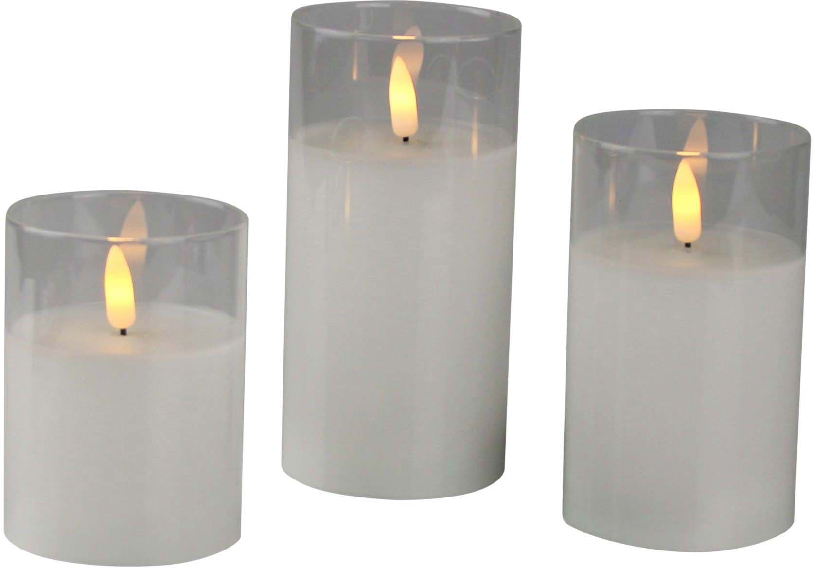 LED-Kerze AM DESIGN, weiß, Ø:7,5cm, Kunststoff, Kerzen, LED-Kerze, mit beweglicher LED-Flamme, weiß