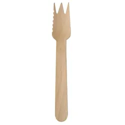 PAPSTAR 1000 Kuchen- und Snackgabeln, Holz "pure" 14 cm mit einseitig gezacktem Rand