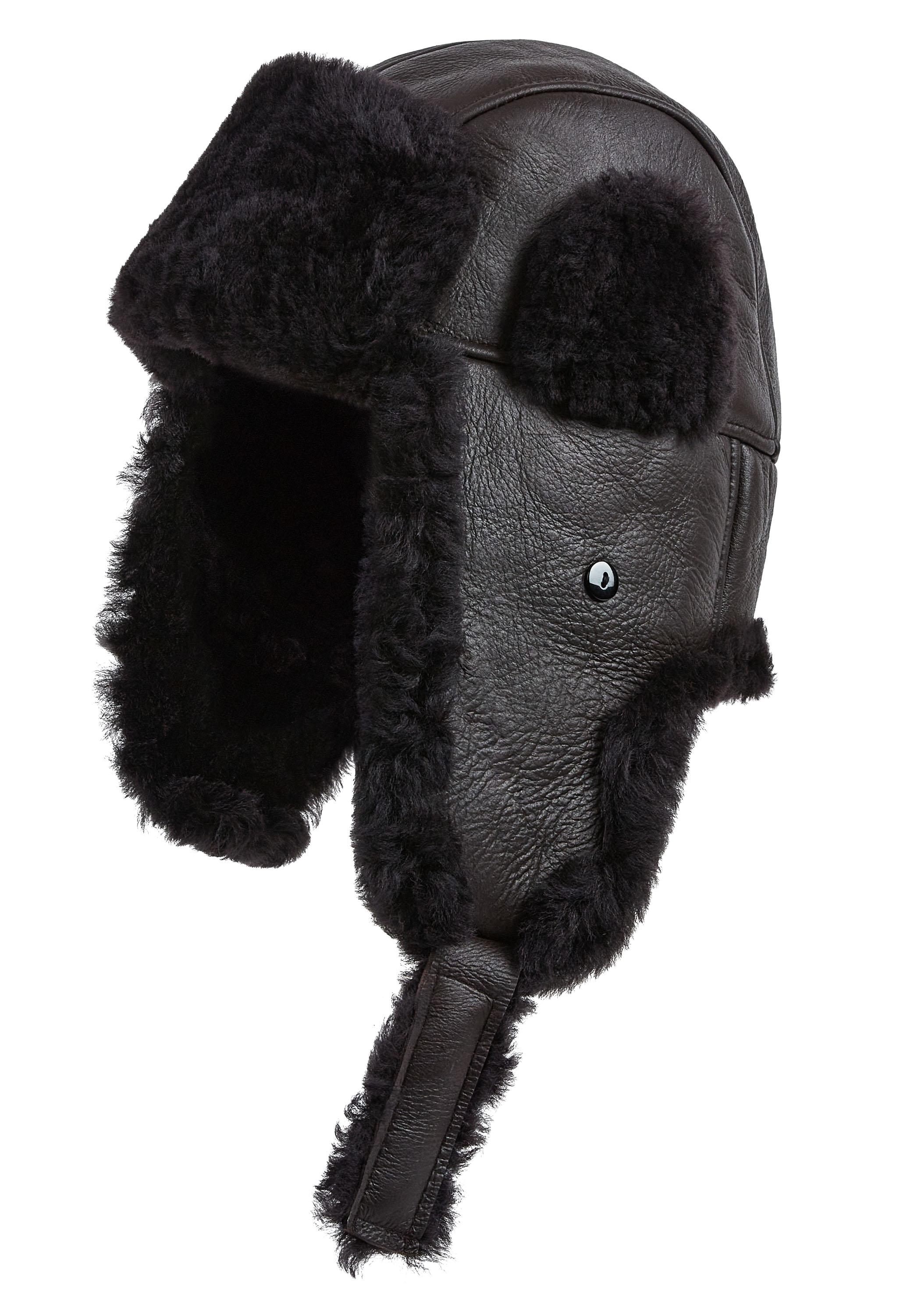 Heren Bruine RAF Aviator Schapenvacht B-55 Trapper Hoed Winter Warme Leren Navigator Hoed