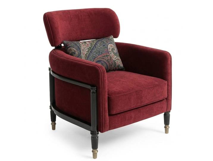JVmoebel Relaxsessel Sessel Rot Modern Textil Holz Einfarbig Velours Optik Komfort Rahmen (1-St., 1-tlg), Special features