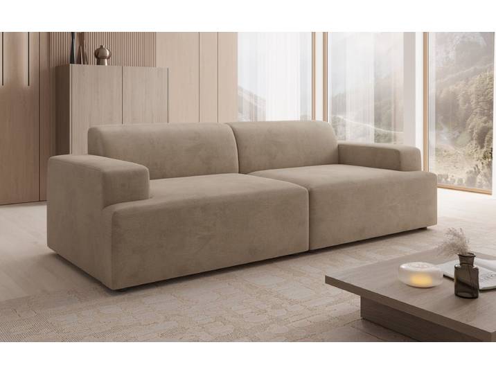 Designer 3 Sitzer Sofa Monza in Samt - Beige - Samt - Luxusbetten24