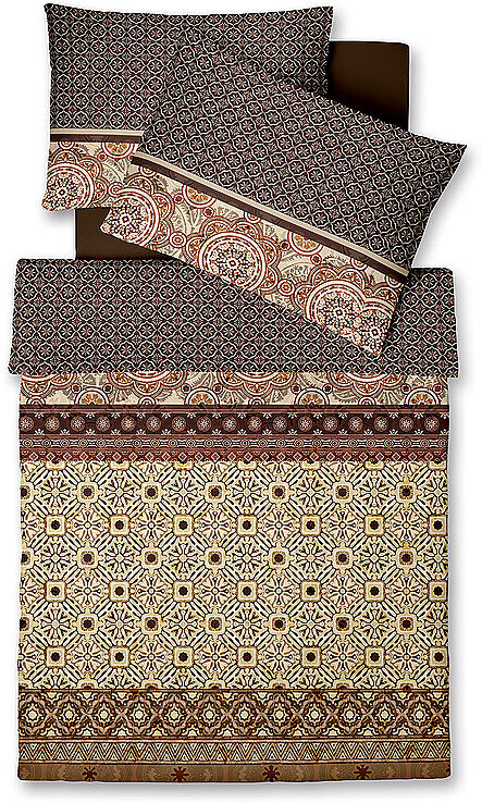 FLEURESSE Satin Bettwäsche MODERN ART 70x90cm / 140x200cm Brown braun EG