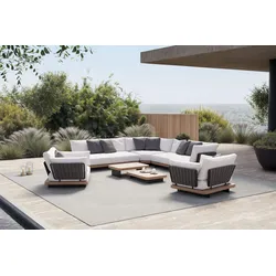 ploss Aurora XL Gartenlounge, anthrazit/pale silver, Alu/Polyester/Rope, großzügige Sitzfläche, Holzdekor