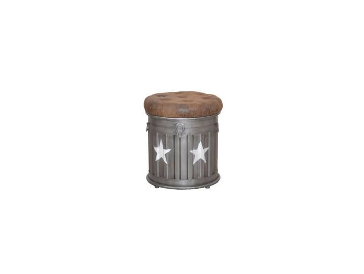Mid.you Hocker, Braun, Grau, Metall, Stern, Füllung: Schaumstoff, rund, 36x46.5x36 cm, Stauraum, Wohnzimmer, Hocker, Sitzhocker