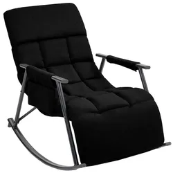 DELUKE Schaukelstuhl MIKA Indoor 61x100x66cm, Stoff, Schwarz Liegestuhl Relaxstuhl Sofastuhl
