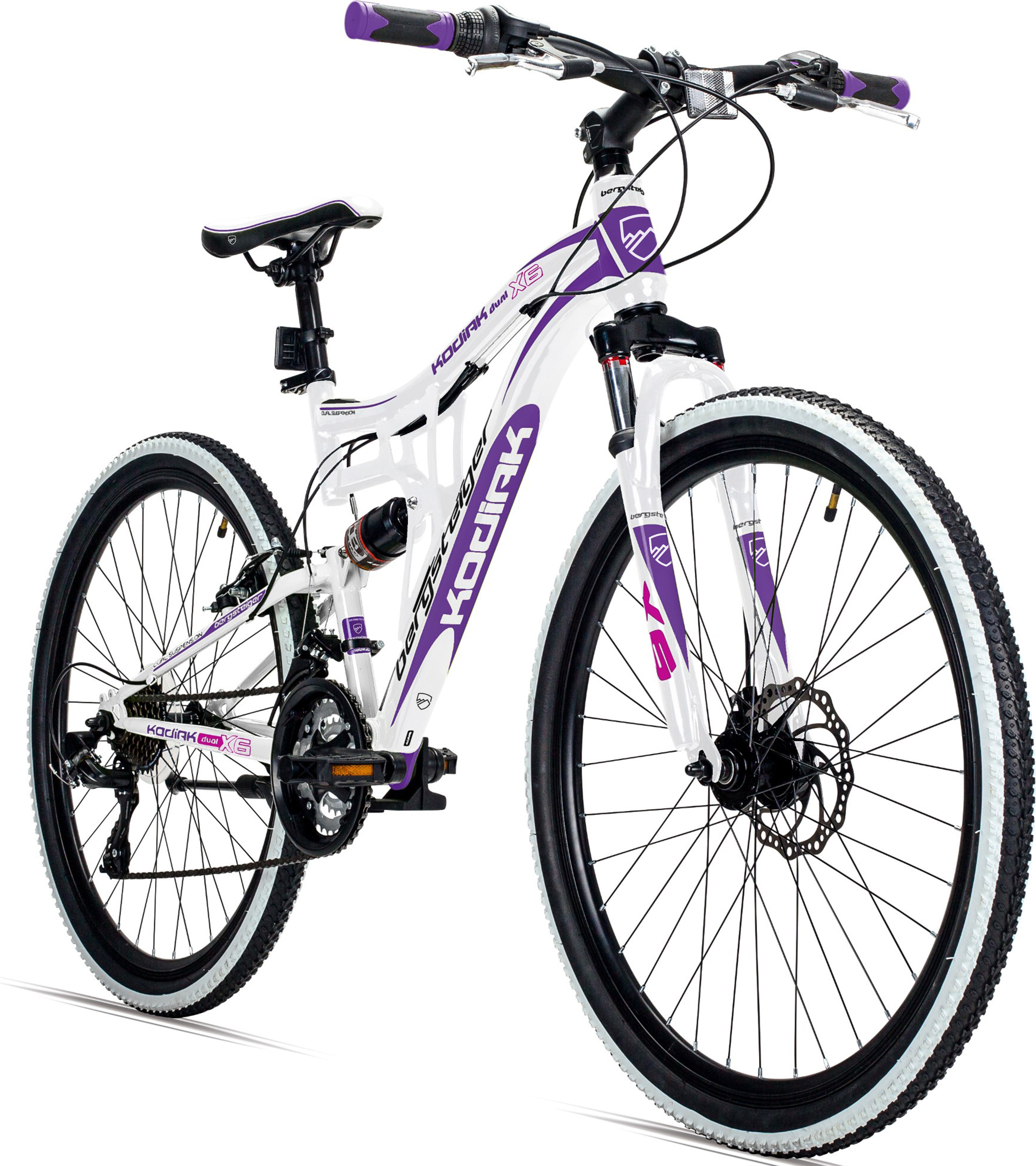 Bergsteiger Kodiak 24 Zoll Kinderfahrrad, geeignet für 8, 9, 10, 11 Jahre, Scheibenbremse, Shimano 21 Gang-Schaltung, Mountainbike mit Vollfederung, Mädchen-Fahrrad
