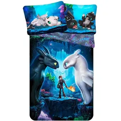 Tinisu, Kinderbettwäsche, Drachenzähmen leicht gemacht HTTYD Bettwäsche - weiche Baumwolle 140x200 cm Kissen und Decke (200 x 140 cm, 90 x 70 cm)