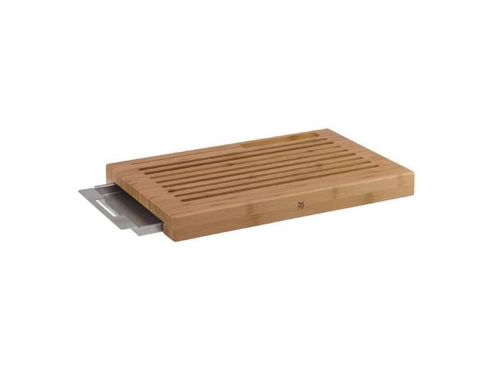 WMF Schneidebrett Smart Storage Brotschneidebrett mit Auffangschale Schneidebrett, Bambus, (1x Schneidbrett groß (44 x 27 x 4,8 cm), 1x Cromargan-Tablett / Krümelschale, 1-St., 1x Schneidbrett groß, 1x Cromargan-Tablett / Krümelschale)