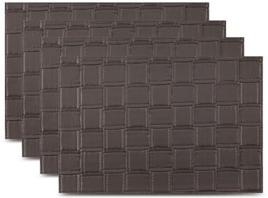 Dainty Home Bostonian Premium Vegan Leather Reversible 2 Pattern Rectangular Placemat Set Of 4