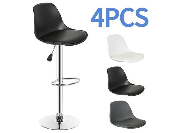 ALICIA - Tabourets de bar - Lot de 4 - Noir - Chaises d'intérieur confortables